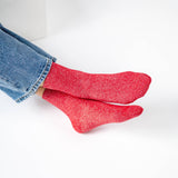 Chaussettes unies pailletées - Rouge
