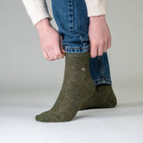 Chaussettes pailletées en coton peigné Unies - Kaki