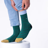 Chaussettes rayées larges vert foncé
