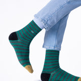 Chaussettes rayées larges vert foncé