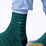 Chaussettes rayées larges vert foncé