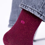 Chaussettes coton pailletées Lie de vin