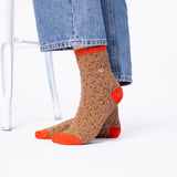 Chaussettes coton pailletées Léopard marron
