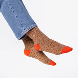 Chaussettes coton pailletées Léopard marron