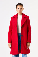 Manteau bouclé rouge