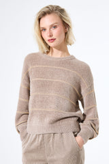 Pull rayé taupe