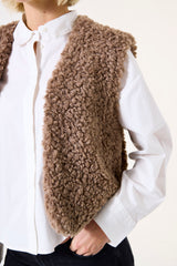 Gilet en teddy taupe