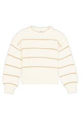 Pull rayé blanc cassé