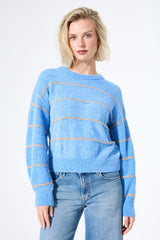 Pull rayé bleu clair