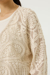 Gilet brodé blanc cassé