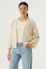 Gilet brodé blanc cassé