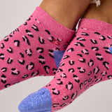Chaussettes courtes Léopard rose et bleu
