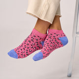 Chaussettes courtes Léopard rose et bleu