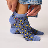 Chaussettes courtes Léopard bleu/jaune