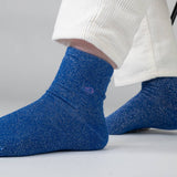 Chaussettes pailletées en coton peigné Unies - Bleu