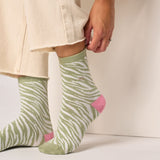 Chaussettes Zèbre vert/blanc