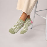 Chaussettes courtes Zèbre vert/blanc