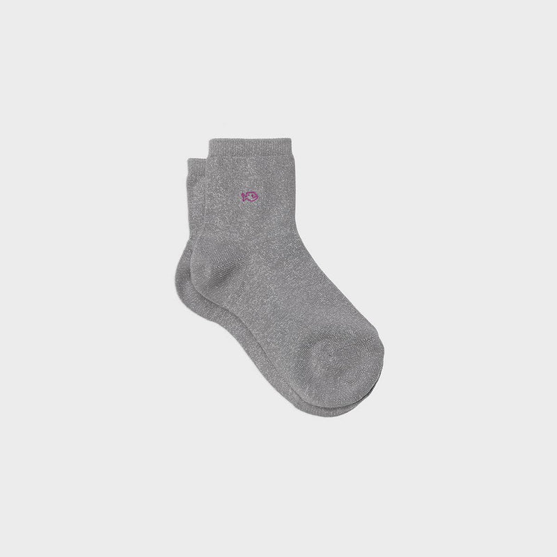 Chaussettes pailletées en coton peigné Unies - Gris