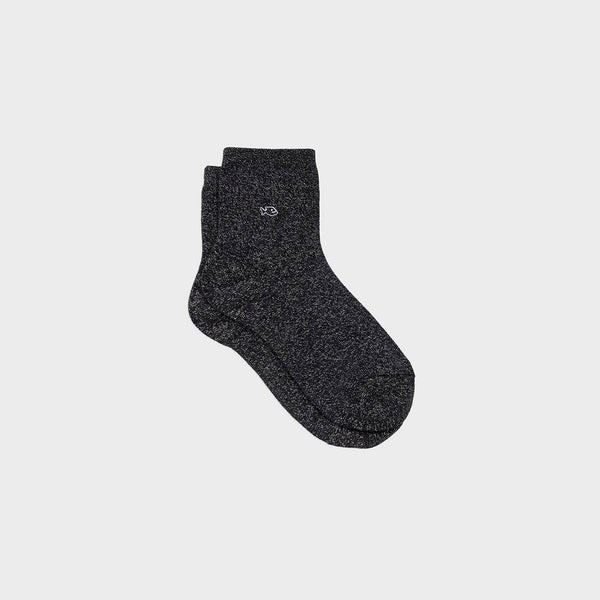 Chaussettes pailletées en coton peigné Unies - Noir