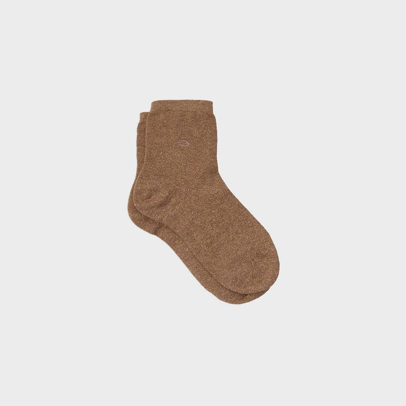 Chaussettes pailletées en coton peigné Unies - Cuivre