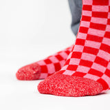 Chaussettes à carreaux - Rouge et rose