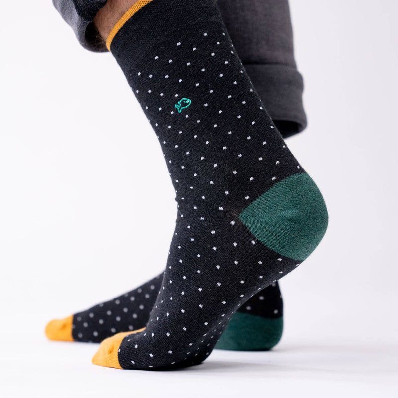 Chaussettes en coton peigné Square - Poivre