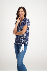 Blouse imprimée bleue