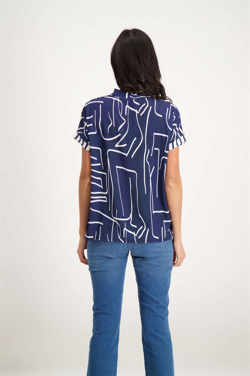 Blouse imprimée bleue