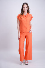 Pantalon droit uni orange
