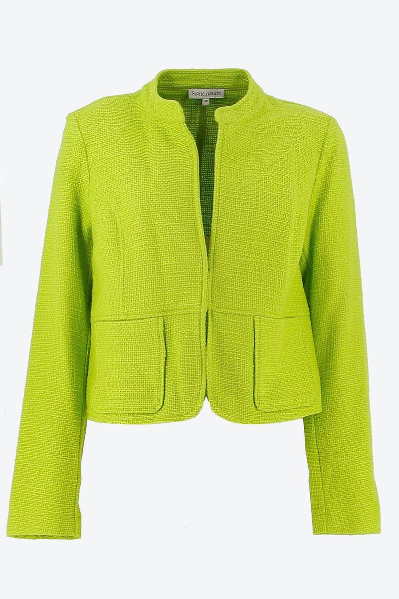 Veste unie en coton structuré vert vif