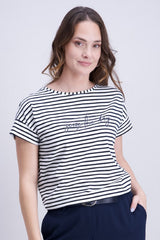 Tee-shirt rayé avec strass