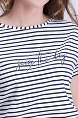 Tee-shirt rayé avec strass