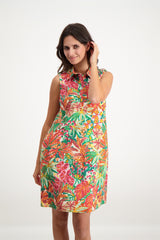 Robe chemisier imprimé tropical