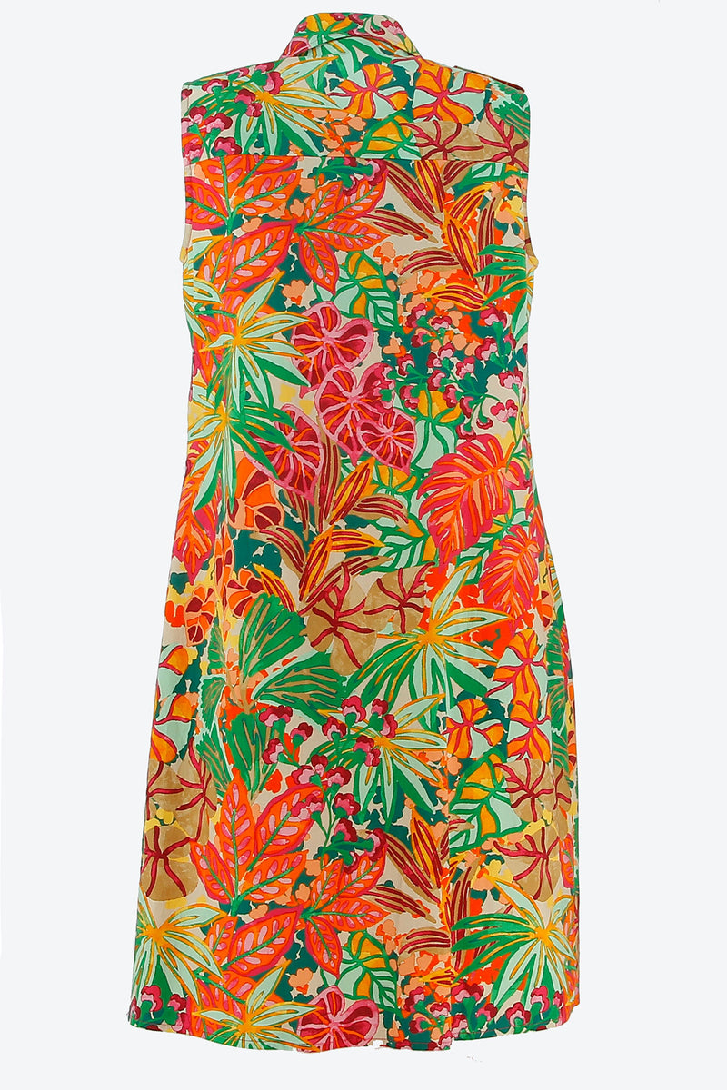 Robe chemisier imprimé tropical