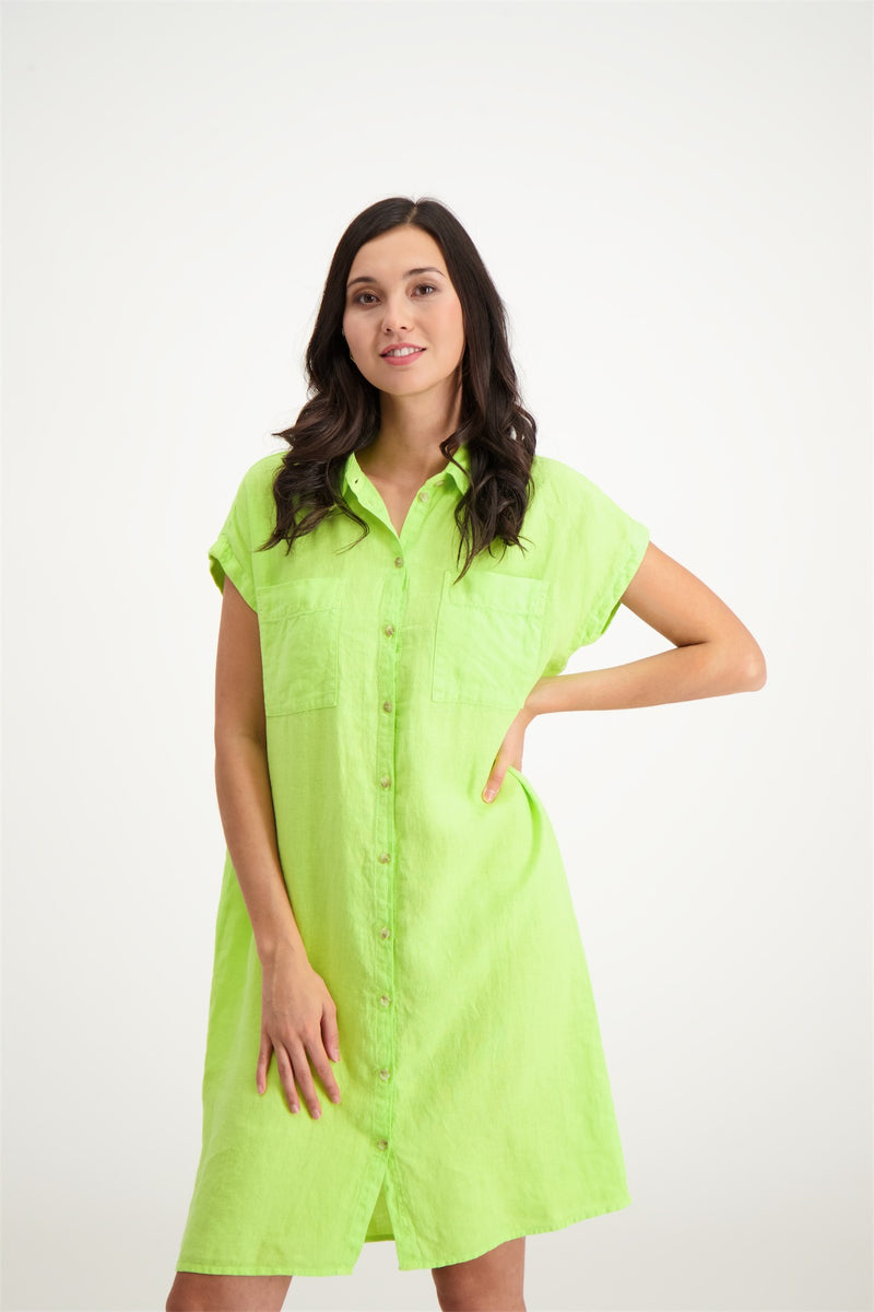 Robe en lin vert vif