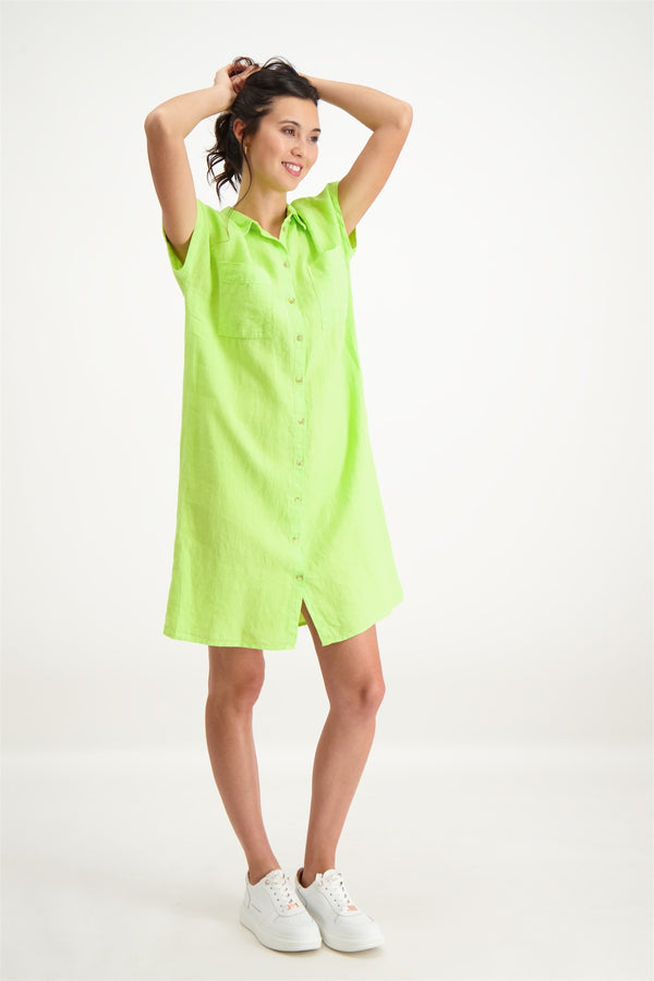 Robe en lin vert vif