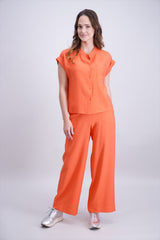 Pantalon droit uni orange