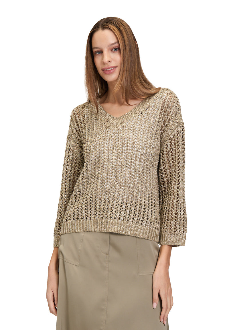 Pull col V maille large