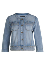 Veste jean délavé avec strass
