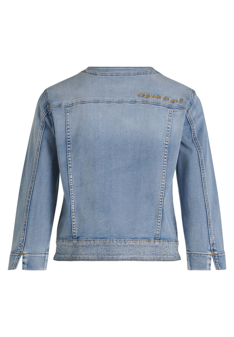 Veste jean délavé avec strass