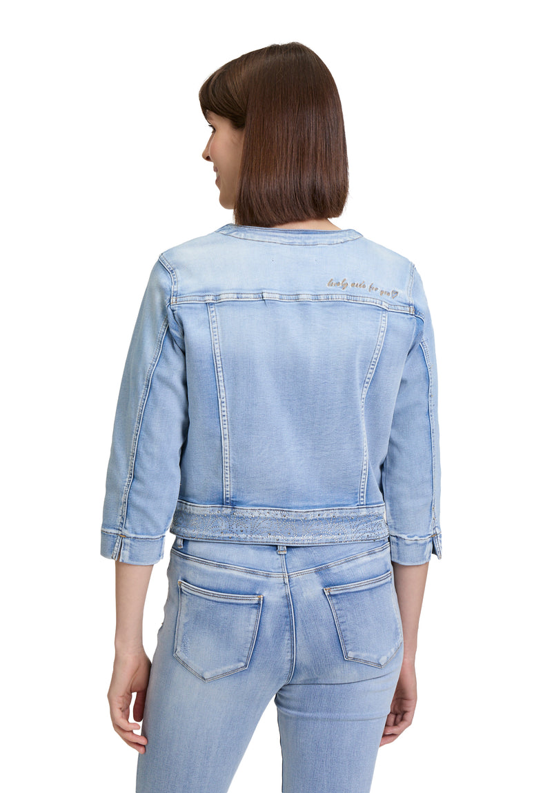 Veste jean délavé avec strass