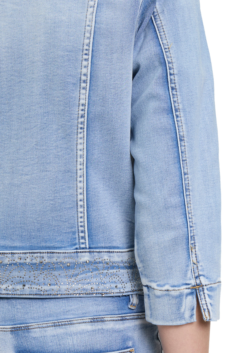 Veste jean délavé avec strass