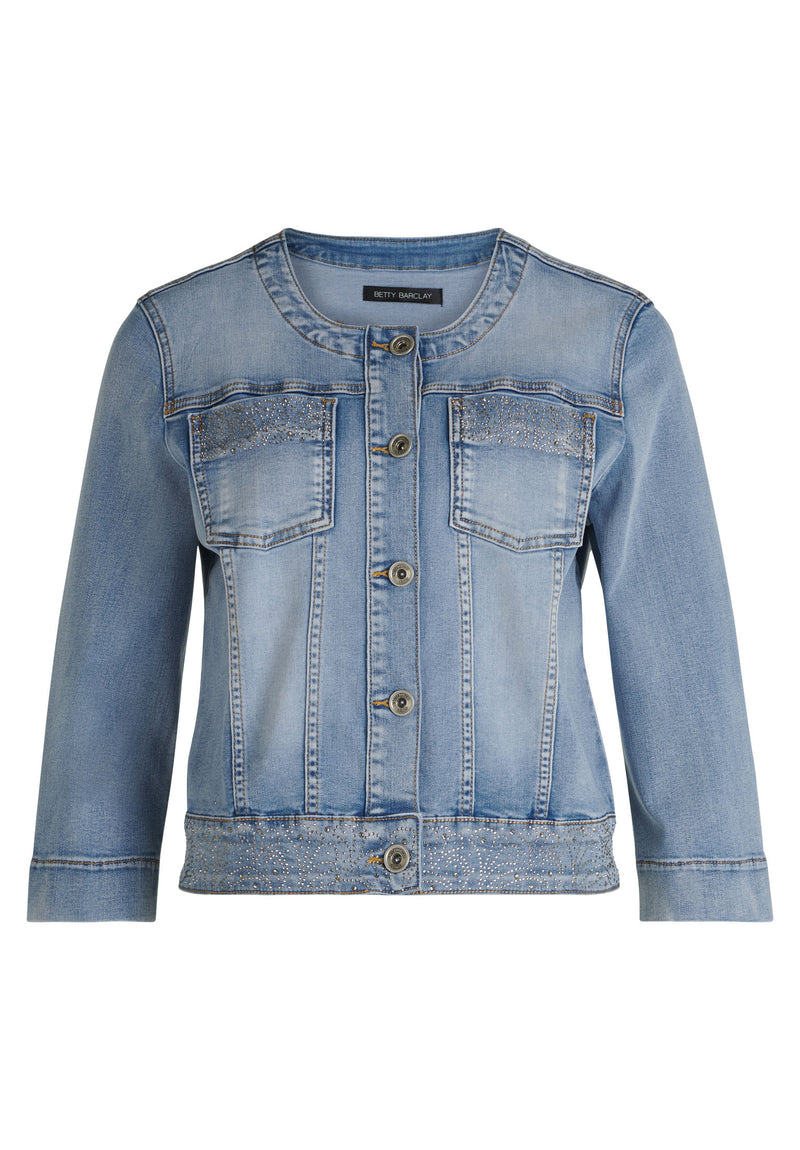 Veste jean délavé avec strass