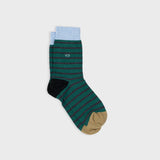 Chaussettes rayées larges vert foncé