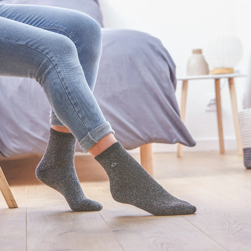 Chaussettes pailletées coton noir