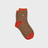 Chaussettes coton pailletées Léopard marron