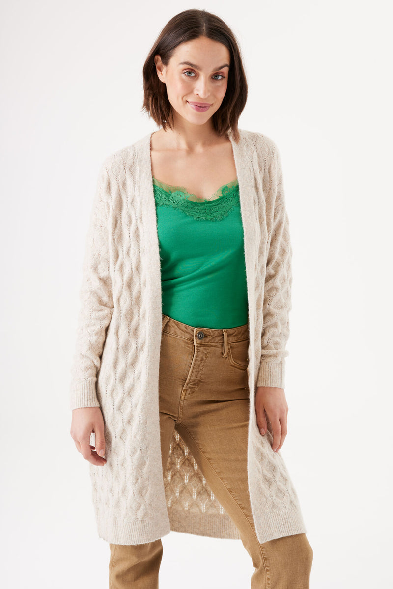 Cardigan mi long beige