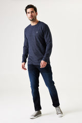 Tee-shirt bleu manches longues