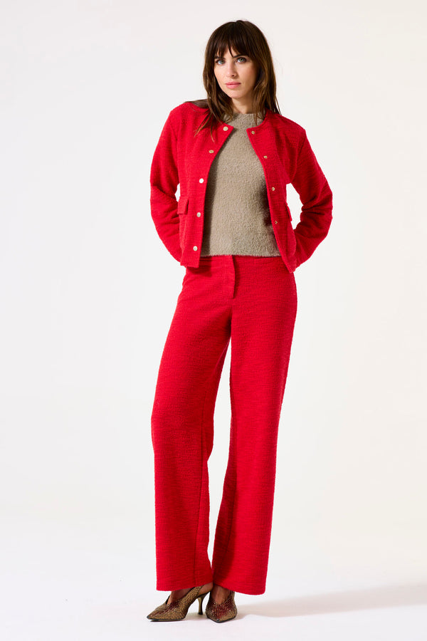 Pantalon texturé rouge