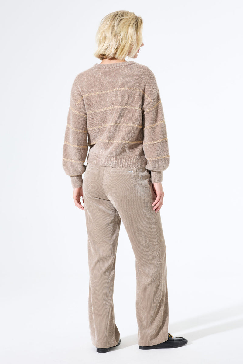 Pull rayé taupe